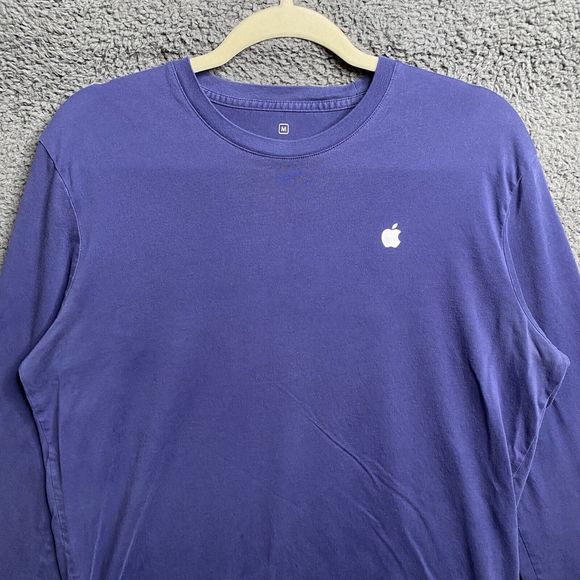 Apple Shirt Mens Medium Blue Macintosh Mac Employee Genius Uniform Long Sleeve - Picture 3 of 16